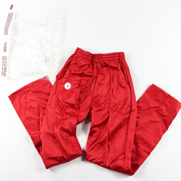 80s New Brute Mens Soccer Track Warm Up Pants Red - Picture 1 of 4